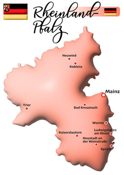 Rheinland-Pfalz, Deutschland, Flagge und Fläche