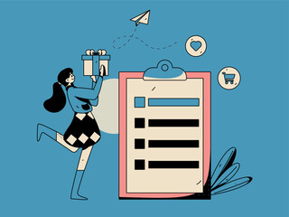 Invite friends to conduct questionnaire survey flat vector concept operation hand drawn illustration
