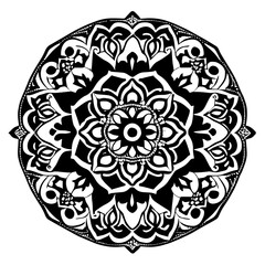 Flower clipart vector design black and white