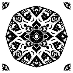 Flower clipart vector design black and white