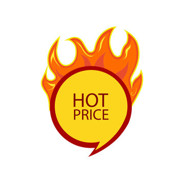 Hot price fire label on white background, vector illustration