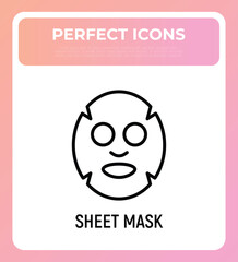 Facial sheet mask thin line icon. Modern vector illustration for beauty shop.