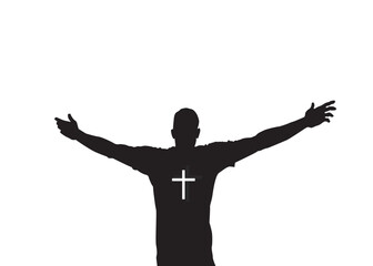 Fototapeta na wymiar A Man praying and praising God silhouette vector illustration