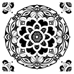 Flower clipart vector design black and white