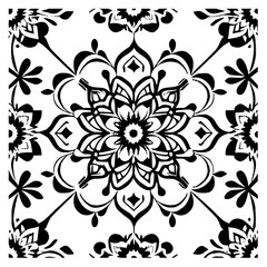 Flower clipart vector design black and white