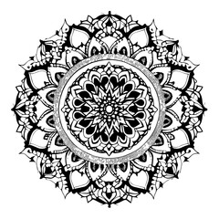 Flower clipart vector design black and white