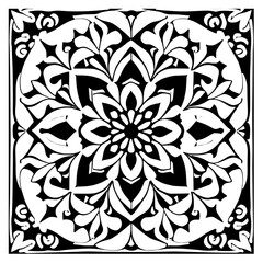 Flower clipart vector design black and white