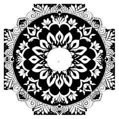 Flower clipart vector design black and white