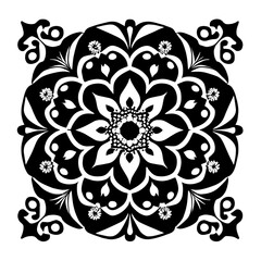 Flower clipart vector design black and white