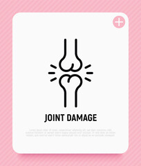 Joint damage, arthritis, inflammation. Thin line icon. Vector illustration.