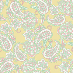 Seamless Paisley pattern in indian batik style. Floral vector illustration