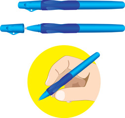 Ball point pen for proper holding in the hand