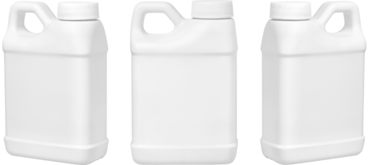 set of small white plastic canister isolated