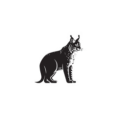 Fototapeta na wymiar wild lynx - bobcat face head black and white vector design