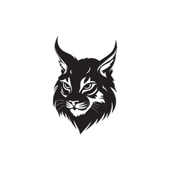 wild lynx - bobcat face head black and white vector design