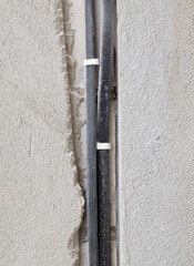 Wiring on the wall of a house under construction