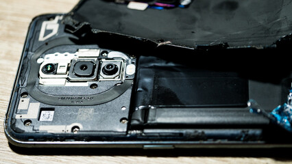 Pieces of splitted or broken glass,mobile phone broken