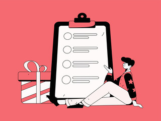 Invite friends to conduct questionnaire survey flat vector concept operation hand drawn illustration
