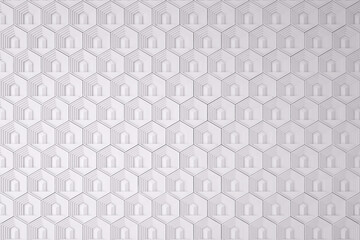 White seamless hexagon background, Abstract geometric seamless pattern design, 3d rendering
