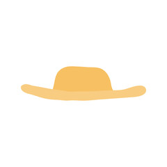Straw hat hand drawn illustration. Cartoon style flat design, isolated vector. Summer, autumn print element, seasonal casual clothes, headwear
