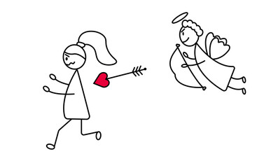 girl is running from cupid