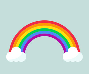 虹と雲。レインボー。ベクターイラスト