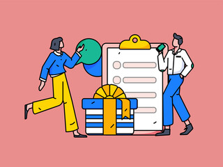 Invite friends to conduct questionnaire survey flat vector concept operation hand drawn illustration
