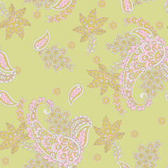 Paisley Floral oriental ethnic Pattern. Seamless Ornament. Damask fabric patterns.