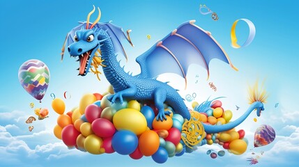 Fototapeta premium Balloon Dragon - Generative AI