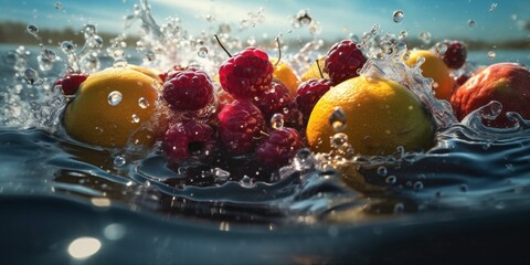 Fototapeta na wymiar strawberry black healthy fruit fresh water drop background food green vitamin. Generative AI.