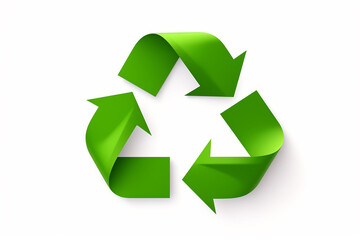 Fototapeta premium Recycling symbol on white. Green recycling arrows, reuse, recycle logo. AI generated