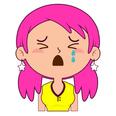 girl crying and scared face cartoon cute