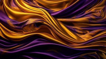 Fototapeta na wymiar Abstract, texture, background, pattern. Texture of Bright Gold and Purple Silk Waves Background. Generative Ai