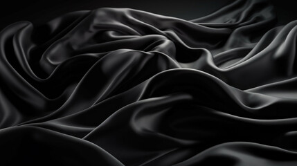 Fototapeta premium Abstract, Texture, Background, Pattern. Texture of Luxury Black Silk Waves Background. Generative Ai