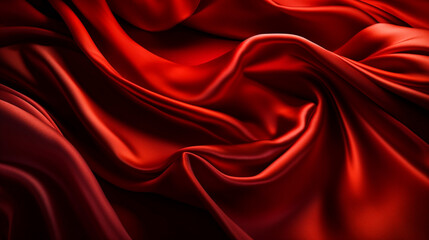 Fototapeta premium Abstract, texture, background, pattern. Texture of Luxury Bright Red Silk Waves Background. Generative Ai