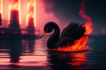 swan on the lake ai generative