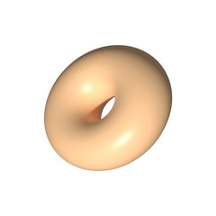 Donut icon isolated on white background, realistic 3d glazed donut without cream. Vector illustration