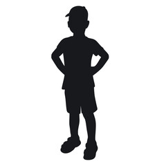 Abstract boy stands black silhouette