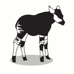 Okapi silhouettes and icons. Black flat color simple elegant Okapi animal vector and illustration.