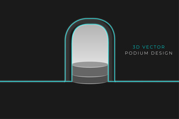 3d product podium stand and black background vector