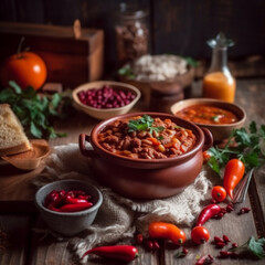 Food-Fotografie Chili con Carne, AI generiert