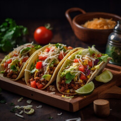 Food-Fotografie leckere Taccos, AI generiert