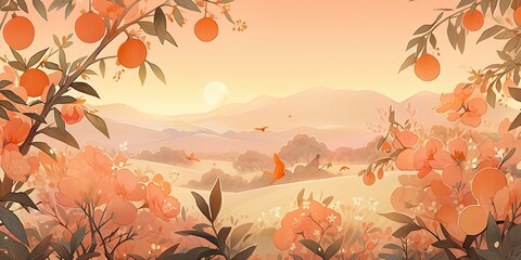 Breathtaking Sunrise with Warm Peach and Orange Colors