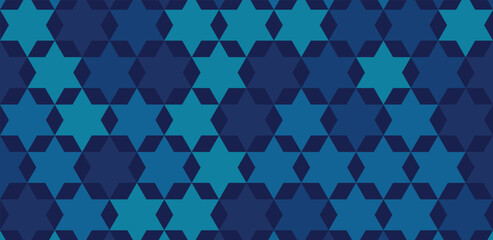 Star of David abstract blue vector background. Stylish vector pattern with a Six-pointed star.