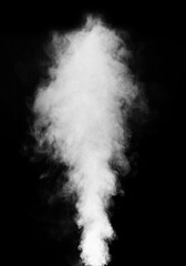 Fragments of abstract white smoke isolated on black background. steam cloud close up