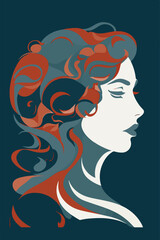 woman face silhouette vector illustration. Minimalistic vector portrait. Fine Art. Vector illustration in minimalistic style for posters, cover art, flyer, banner. women's day campaign poster