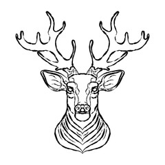 deer head with antlers, black torn outline
