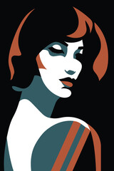 woman face silhouette vector illustration. Minimalistic vector portrait. Fine Art. Vector illustration in minimalistic style for posters, cover art, flyer, banner. women's day campaign poster