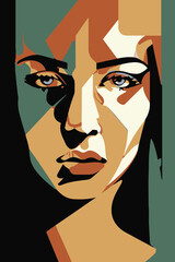 woman face silhouette vector illustration. Minimalistic vector portrait. Fine Art. Vector illustration in minimalistic style for posters, cover art, flyer, banner. women's day campaign poster