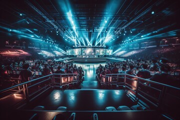 An esports arena with many people and fans. Generative AI